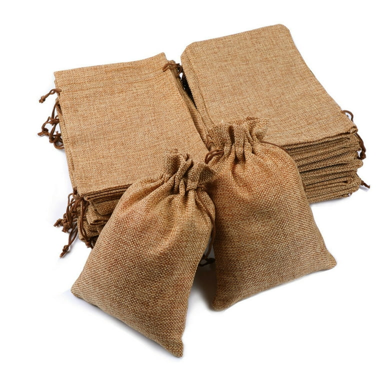 Fashewelry 20Pcs Burlap Gift Bags with Drawstring 3.94x5.5 Tree Printed Hessian Jute Treat Bags Jewelry Pouches for Wedding Party Favor Shower Birthday Christmas 